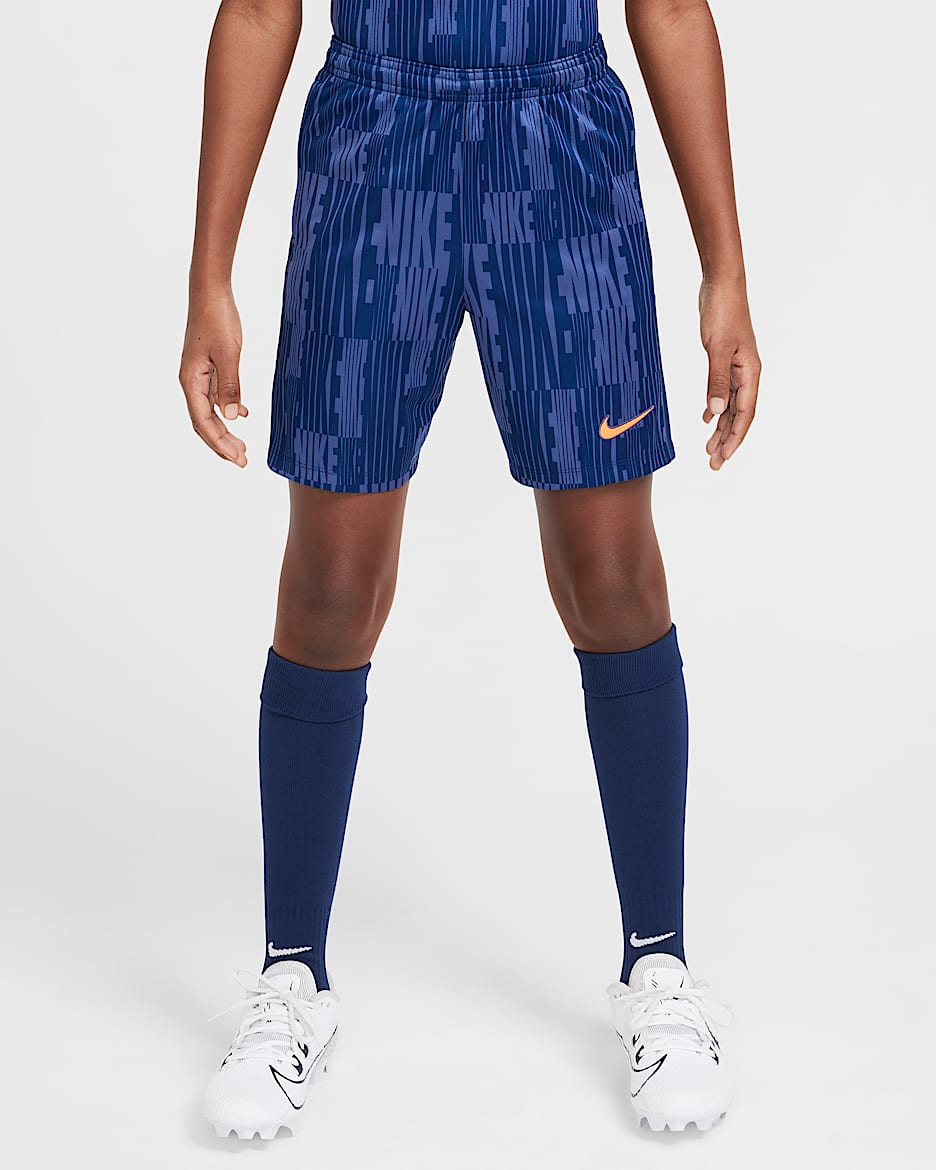 Nike Academy Older Kids' Dri-FIT Football Shorts - Blue Void/Blue Void/Orange Pulse