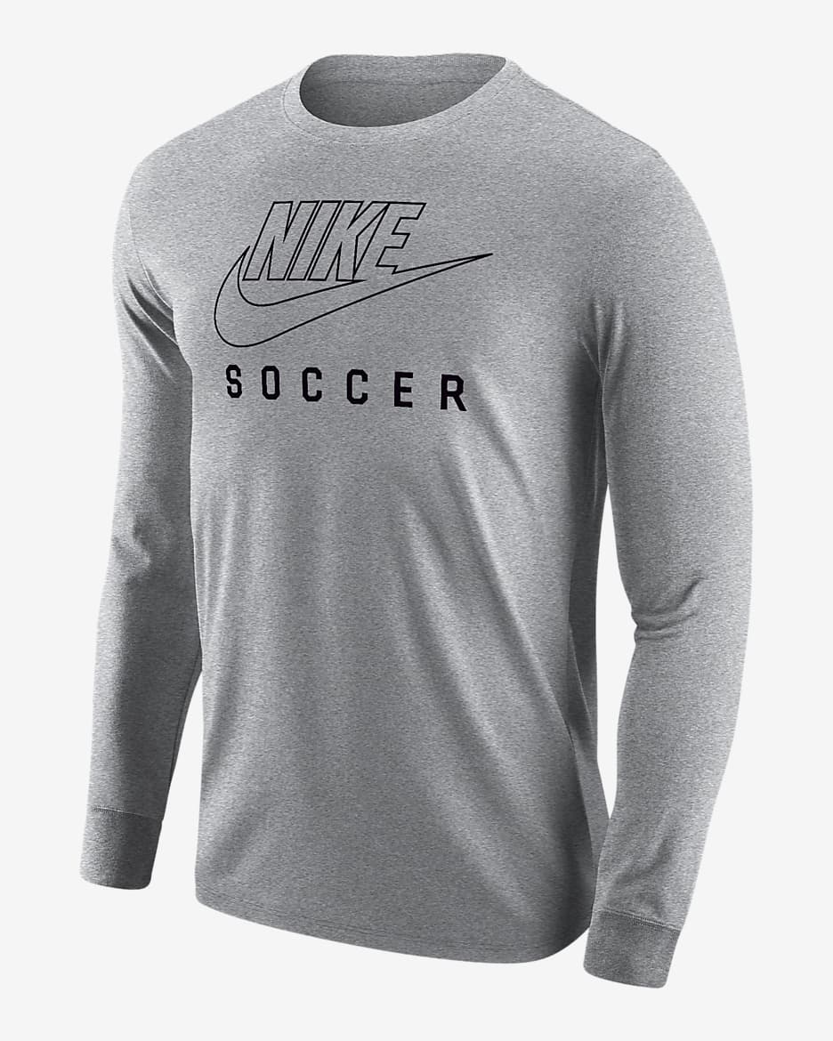 Nike Swoosh Men's Soccer Long-Sleeve T-Shirt - Dark Grey Heather