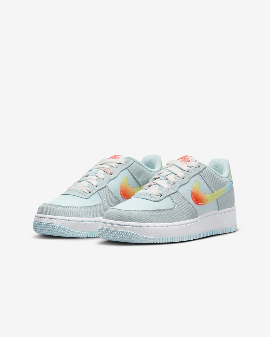 Nike Air Force 1 Older Kids' Shoes - Glacier Blue/Light Lemon Twist/Aquarius Blue/Total Orange