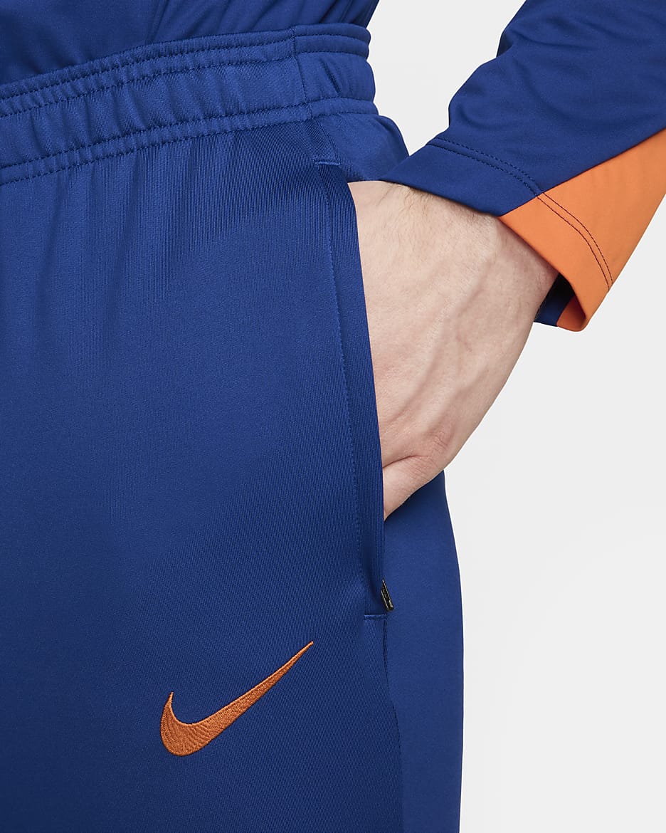 Netherlands Strike Men's Nike Dri-FIT Football Knit Pants - Deep Royal Blue/Safety Orange/Safety Orange