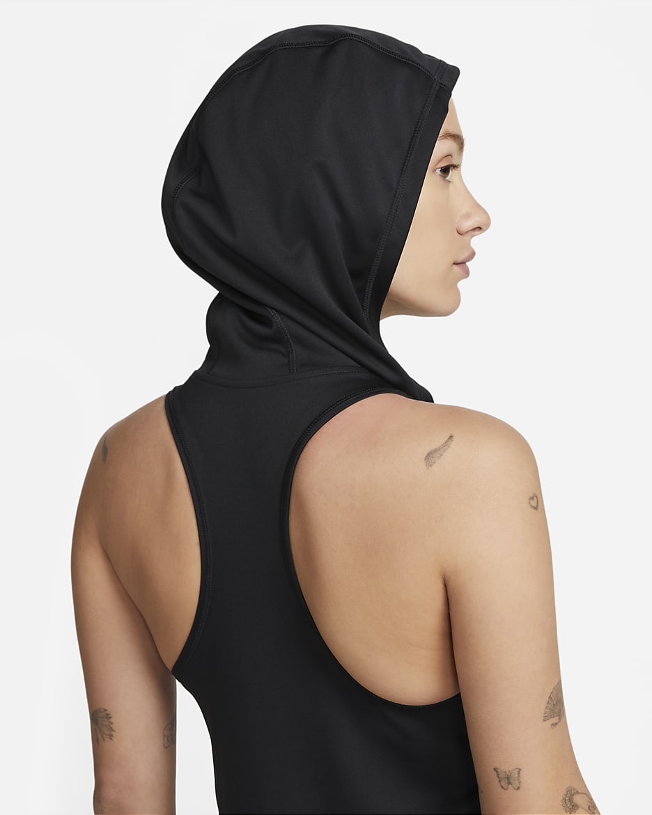 Vestido con gorro para mujer Nike Solid Cover-Up - Negro