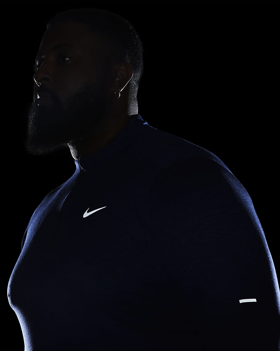 Nike Men's Dri-FIT 1/2-zip Running Top - Obsidian/Game Royal/Heather