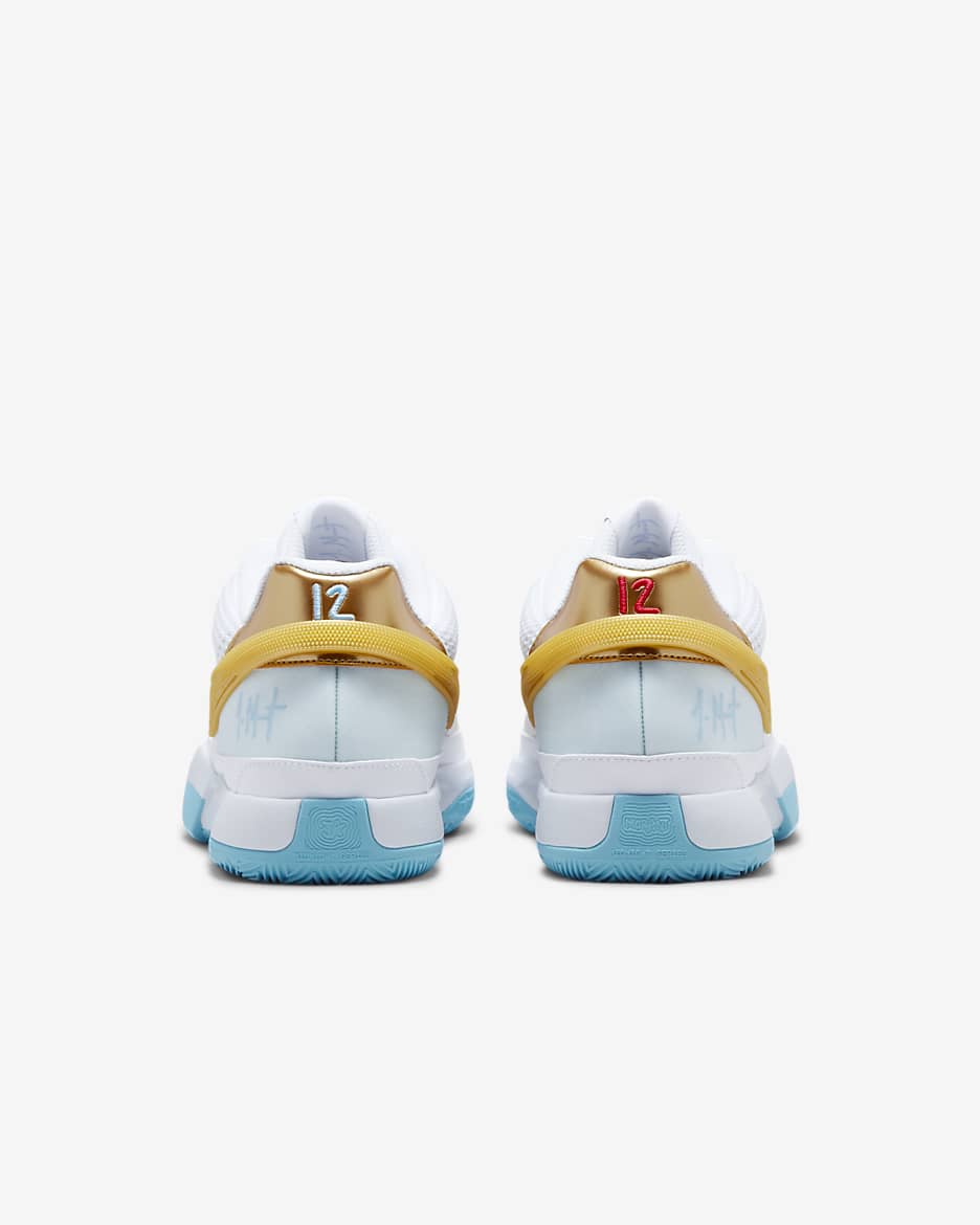 JA 1 EP Basketball Shoes - White/Aquarius Blue/Glacier Blue/Metallic Gold