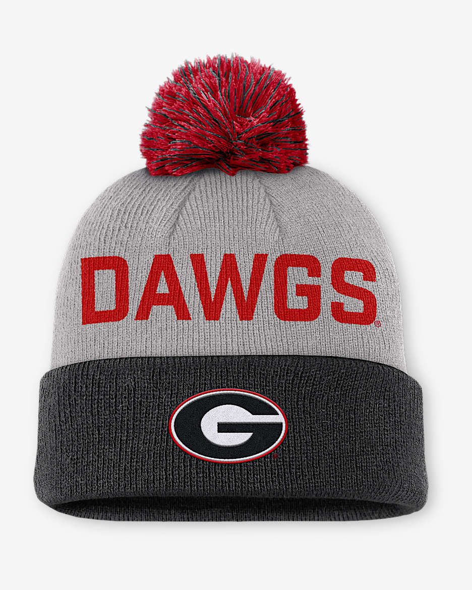 Georgia Primetime Peak Men's Nike College Cuffed Pom Beanie - Grey