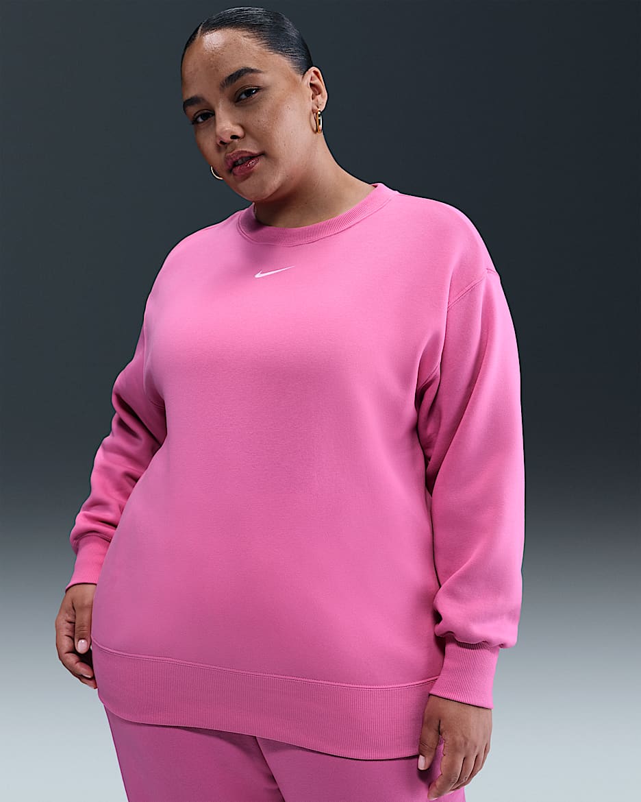 Nike Sportswear Phoenix Fleece Women's Oversized Crew-Neck Sweatshirt (Plus Size) - Playful Pink/Sail