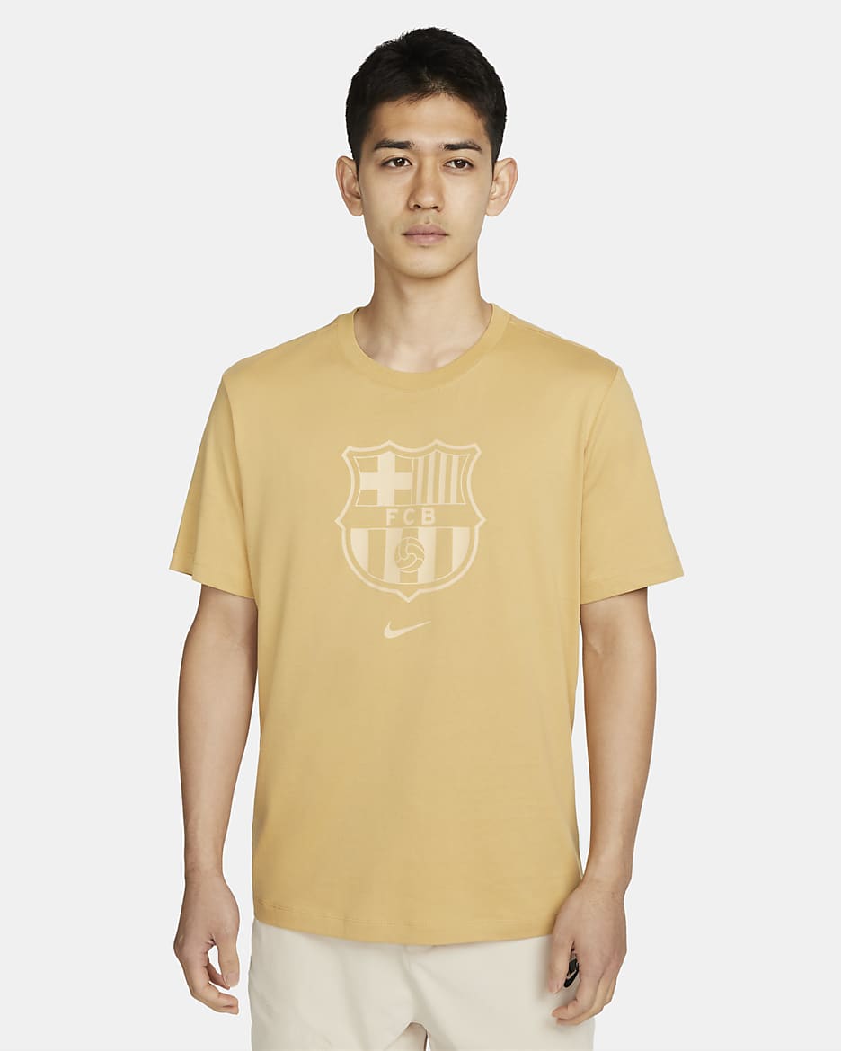 FC バルセロナ クレスト メンズ サッカー Tシャツ - クラブゴールド