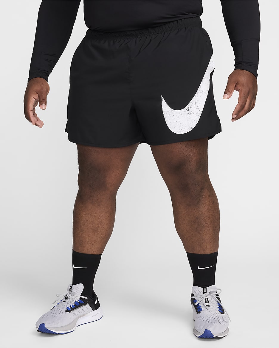 Nike Challenger Swoosh Men's 5" Dri-FIT Running Shorts - Black/Black/Black/White