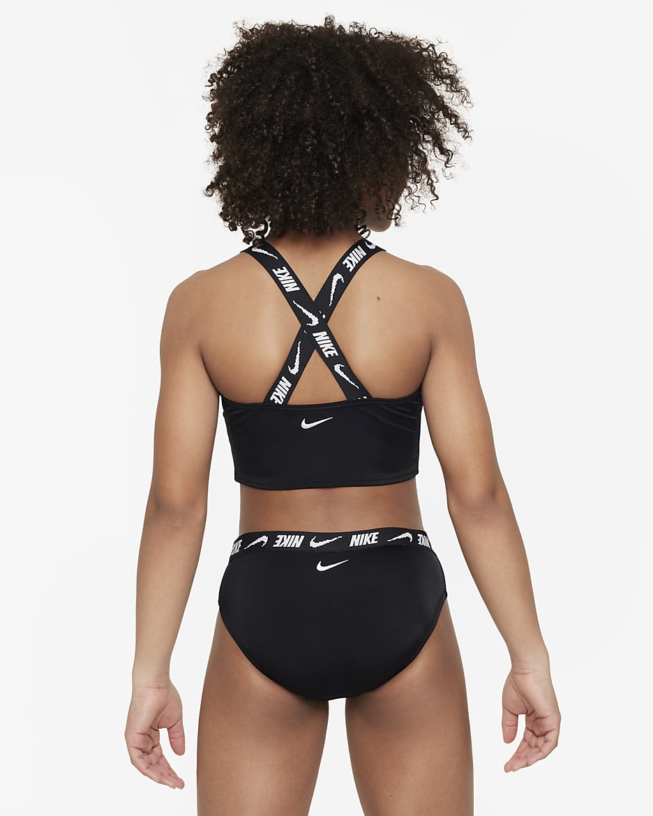 Completo da nuoto midkini incrociato sul retro Nike – Ragazza - Nero/Picante Red/Bianco