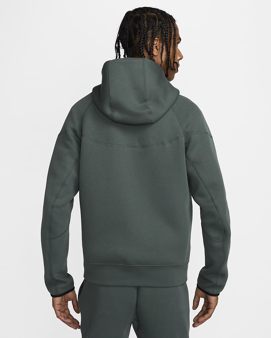 Nike Sportswear Tech Fleece Windrunner Hoodie met rits voor heren - Vintage Green/Zwart