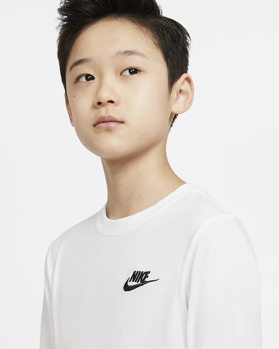 Nike Sportswear Big Kids' (Boys') Long-Sleeve T-Shirt - White/Black