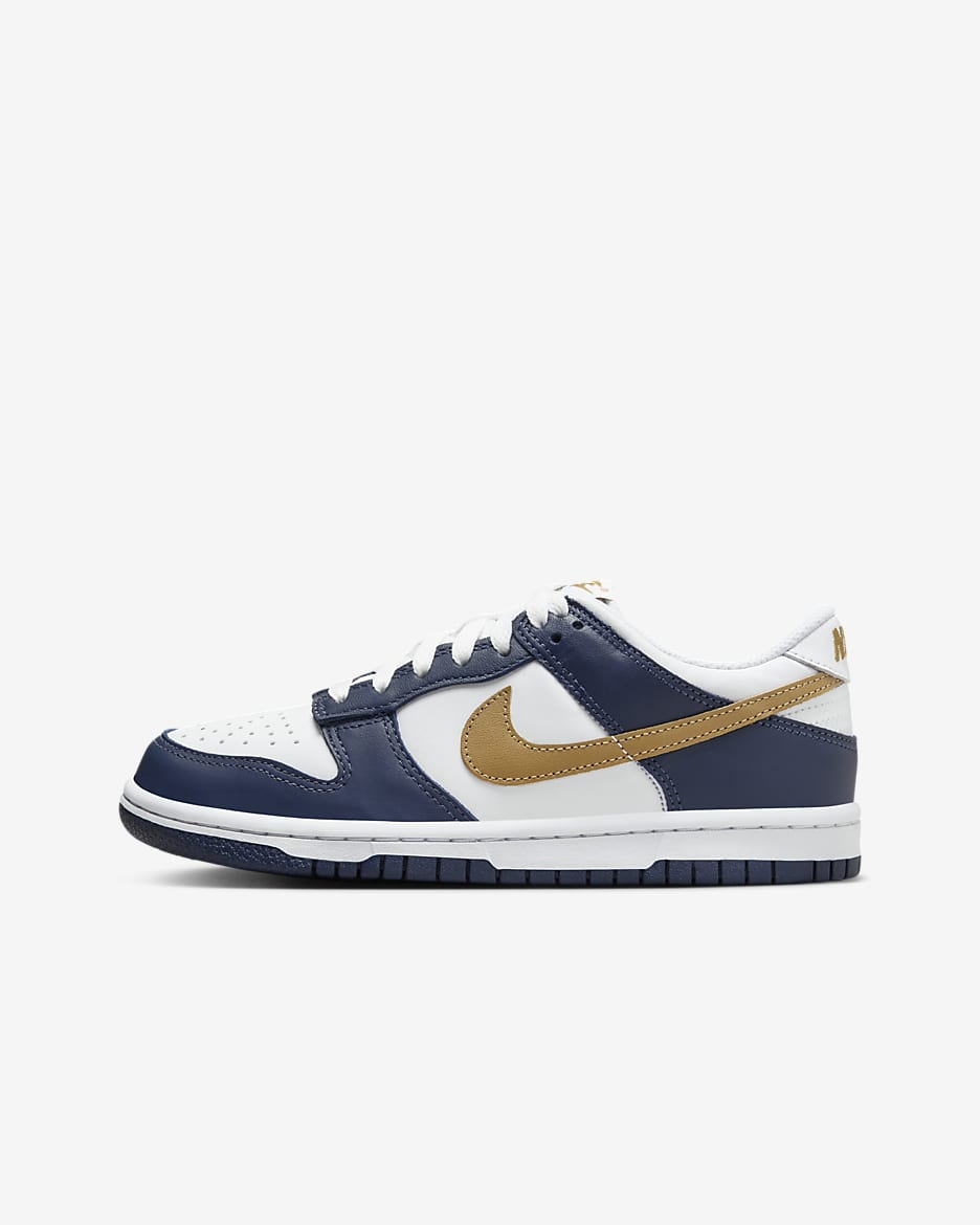 Nike Dunk Low cipő nagyobb gyerekeknek - Fehér/Midnight Navy/Wheat