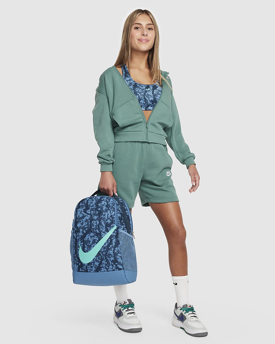 Mochila Nike Brasilia para criança (18 L) - Armory Navy/Aegean Storm/Verde Frost