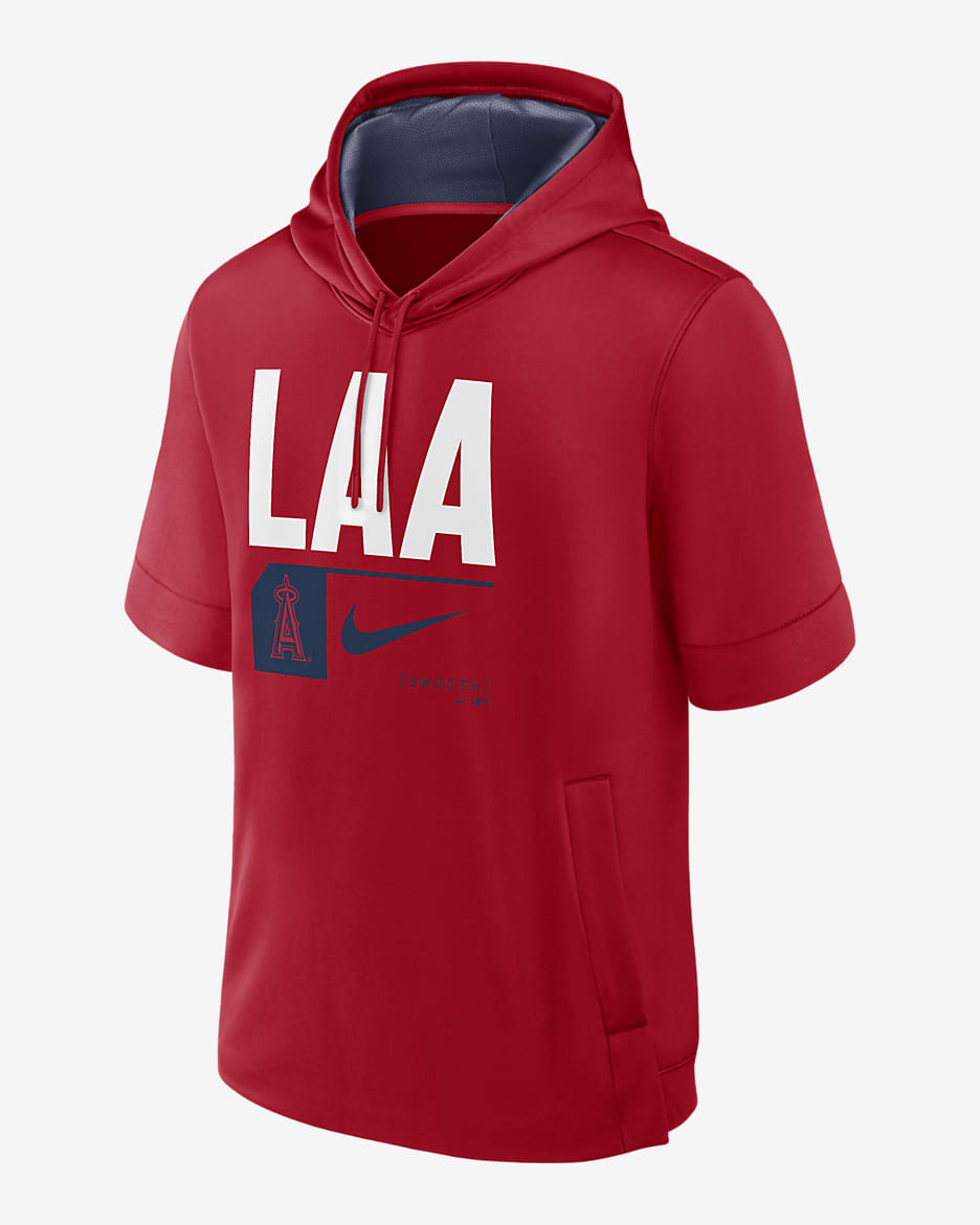 Los Angeles Angels Tri Code Lockup Men's Nike MLB Short-Sleeve Pullover Hoodie - Red