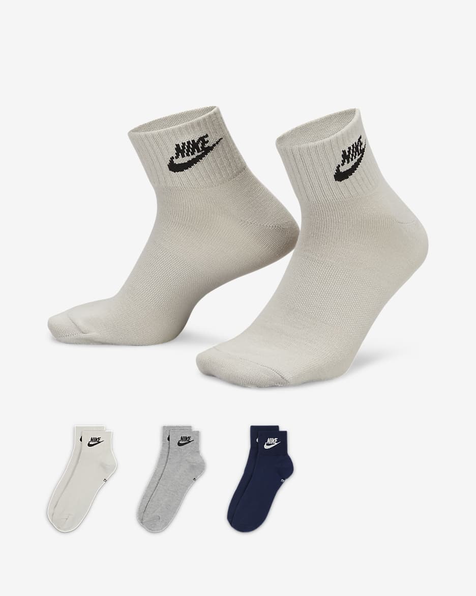 Nike Everyday Essential Ankle Socks (3 Pairs) - Multi-Colour