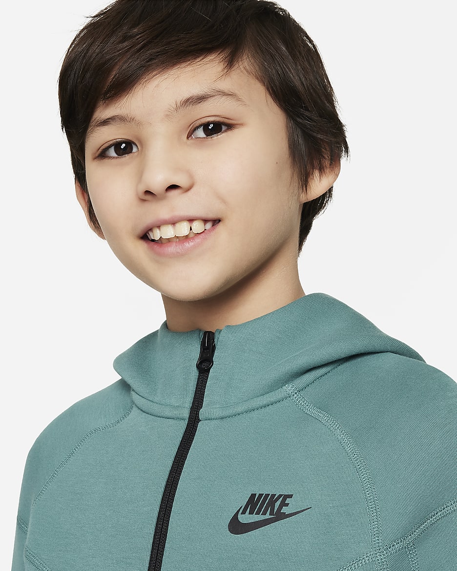 Nike Sportswear Tech Fleece Hoodie met rits voor jongens - Bicoastal/Zwart/Zwart