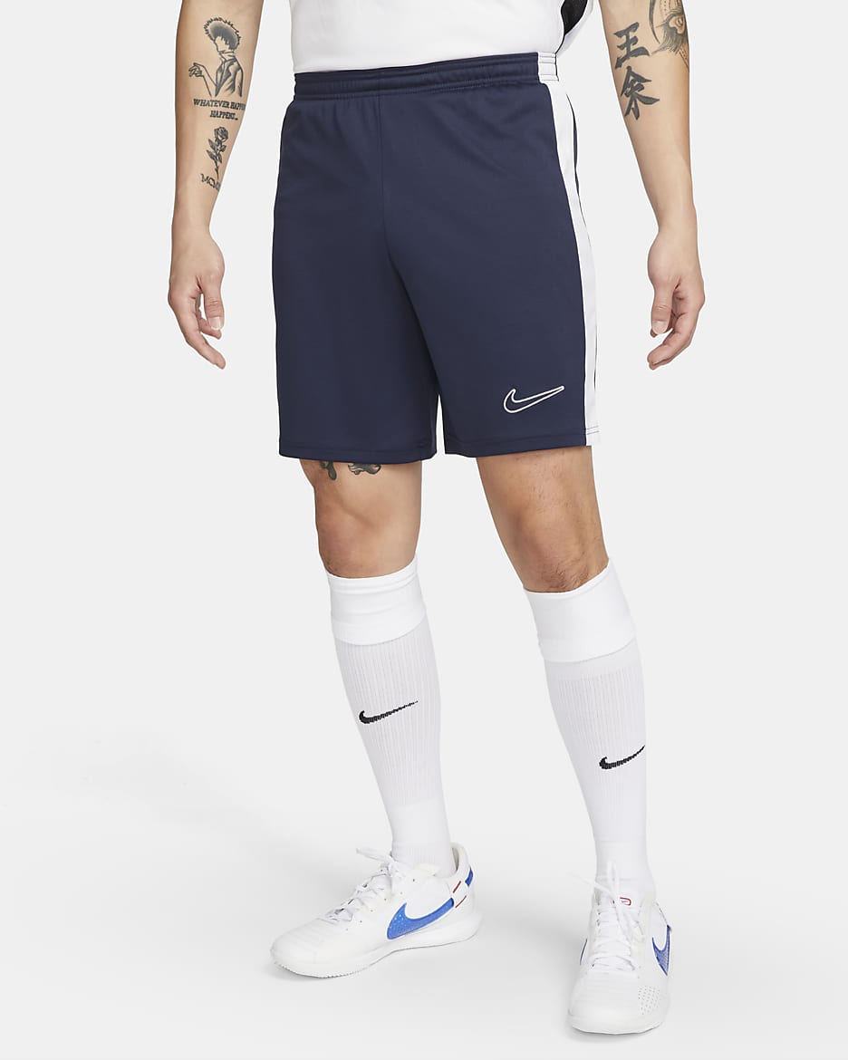 กางเกงฟุตบอลขาสั้นผู้ชาย Nike Dri-FIT Academy - Obsidian/ขาว/ขาว