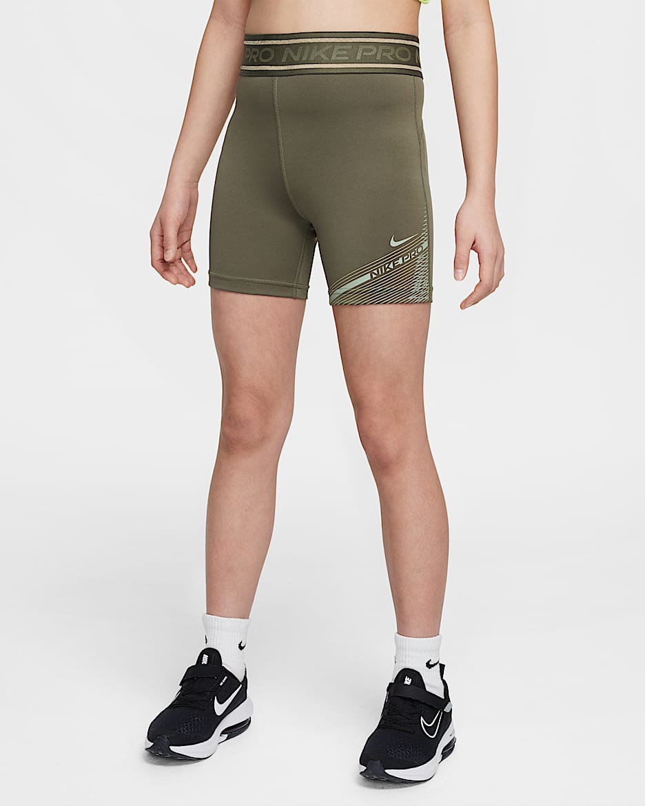 Calções de 8 cm Dri-FIT Nike Pro para rapariga - Medium Olive