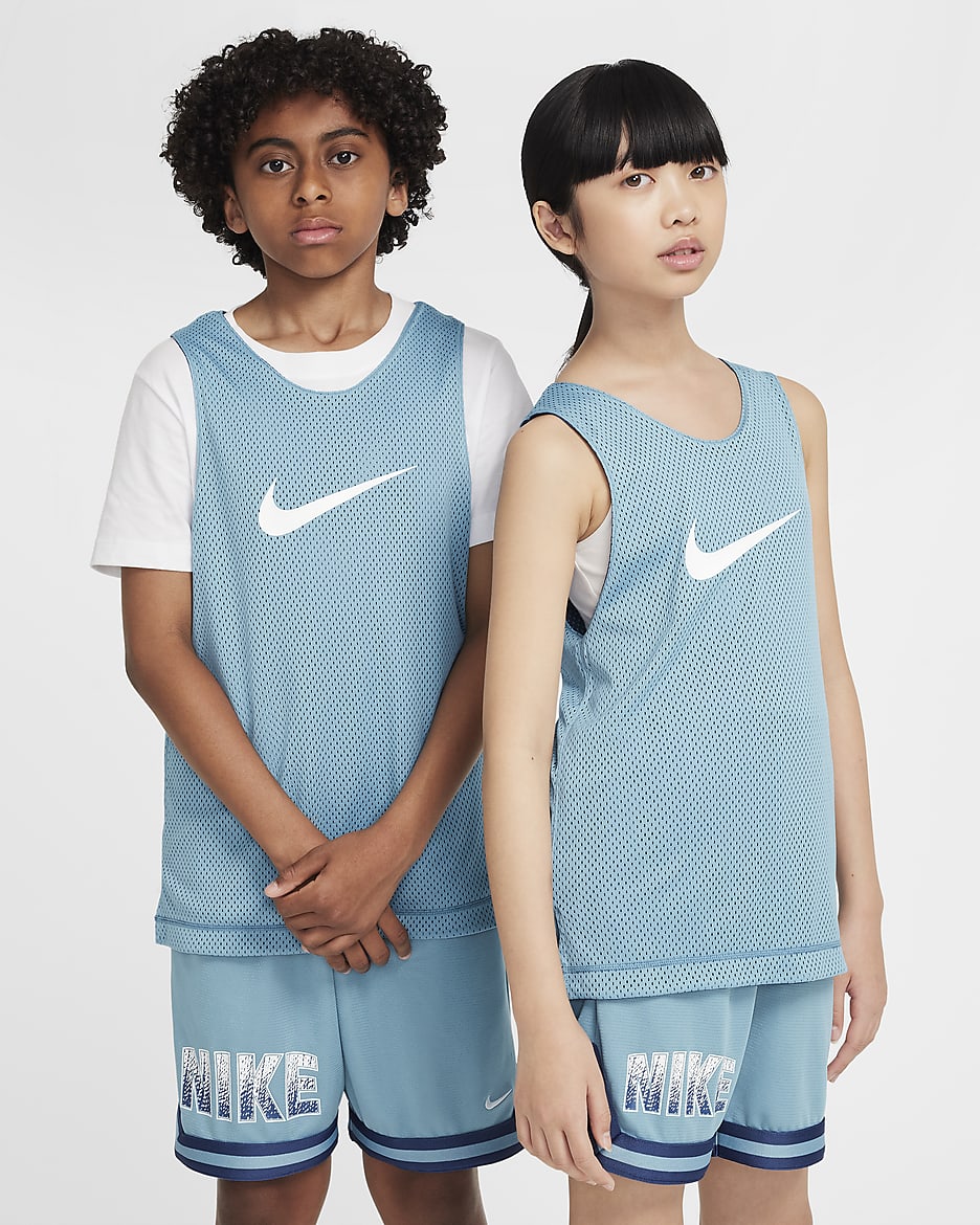 Nike Wendbares Dri-FIT Trikot (ältere Kinder) - Mystic Navy/Denim Turquoise/Weiß