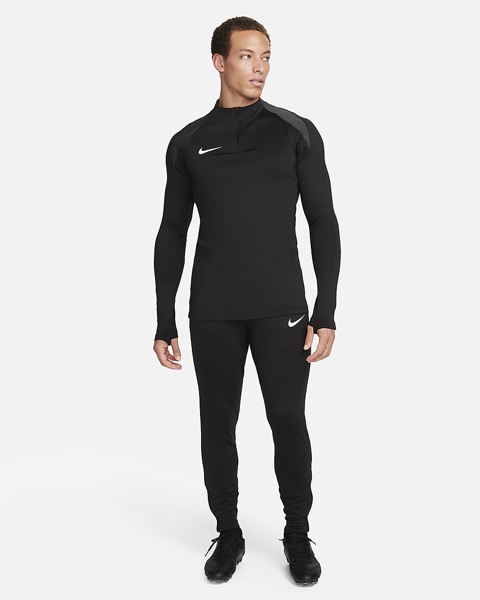 Maglia da calcio per allenamento con zip a metà lunghezza Dri-FIT Nike Strike – Uomo - Nero/Antracite/Bianco