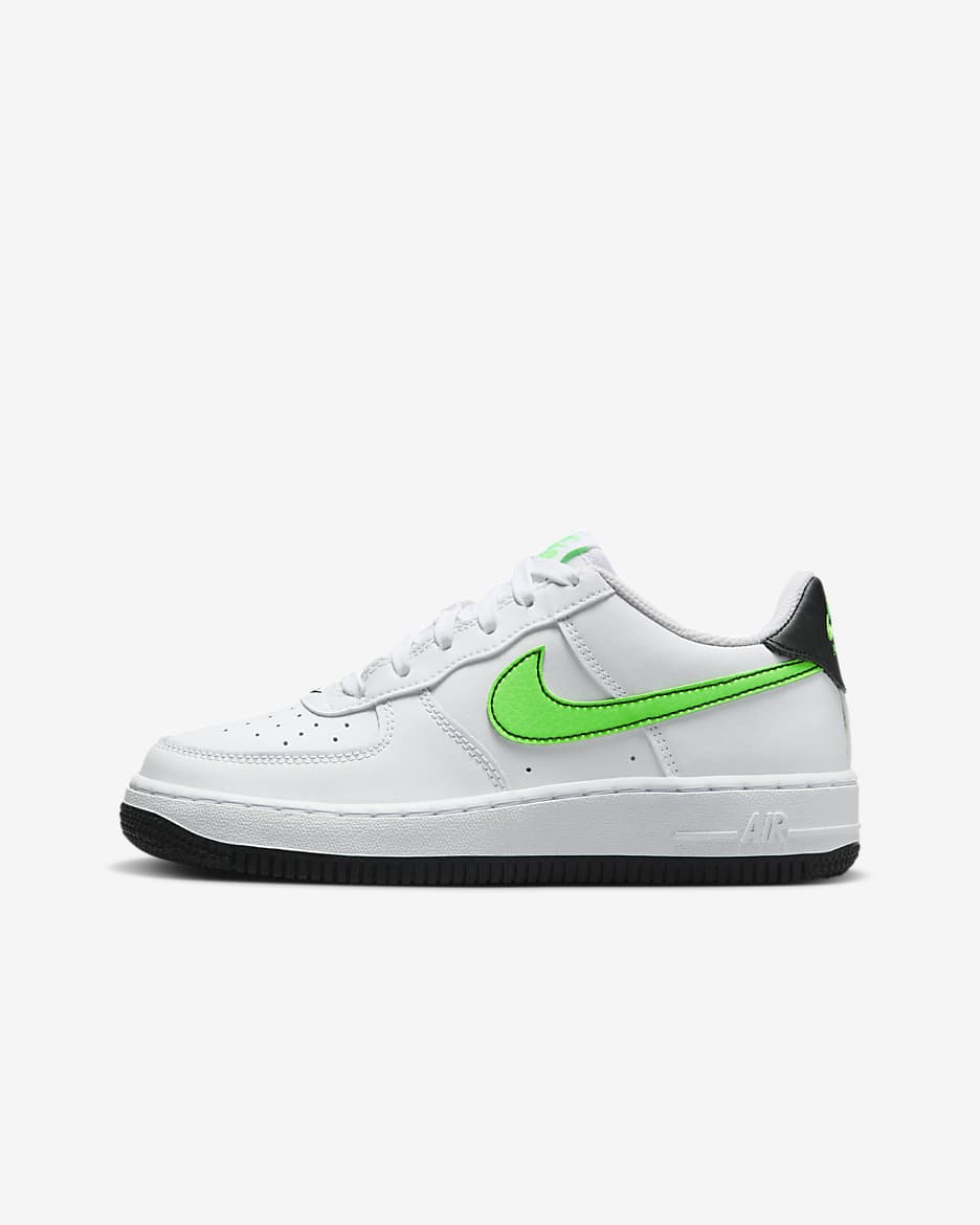 Tenis para niños grandes Nike Air Force 1 - Blanco/Negro/Verde strike