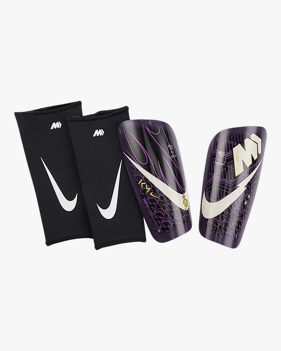 Espinilleras de fútbol Nike Mercurial Dream Speed Lite - Morado grandioso/Negro/Moneda de oro metalizado/Blanco