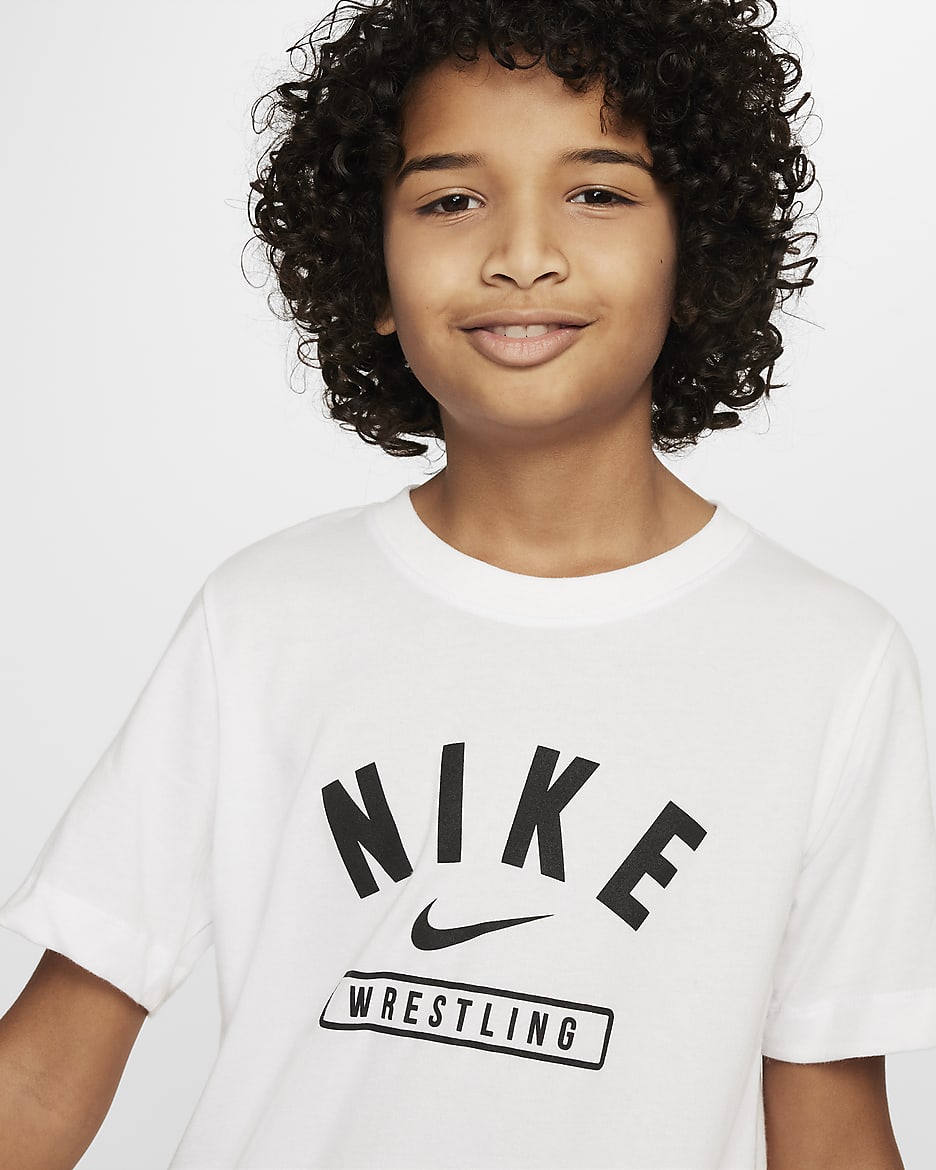 Playera de lucha para niños talla grande Nike - Blanco/Negro