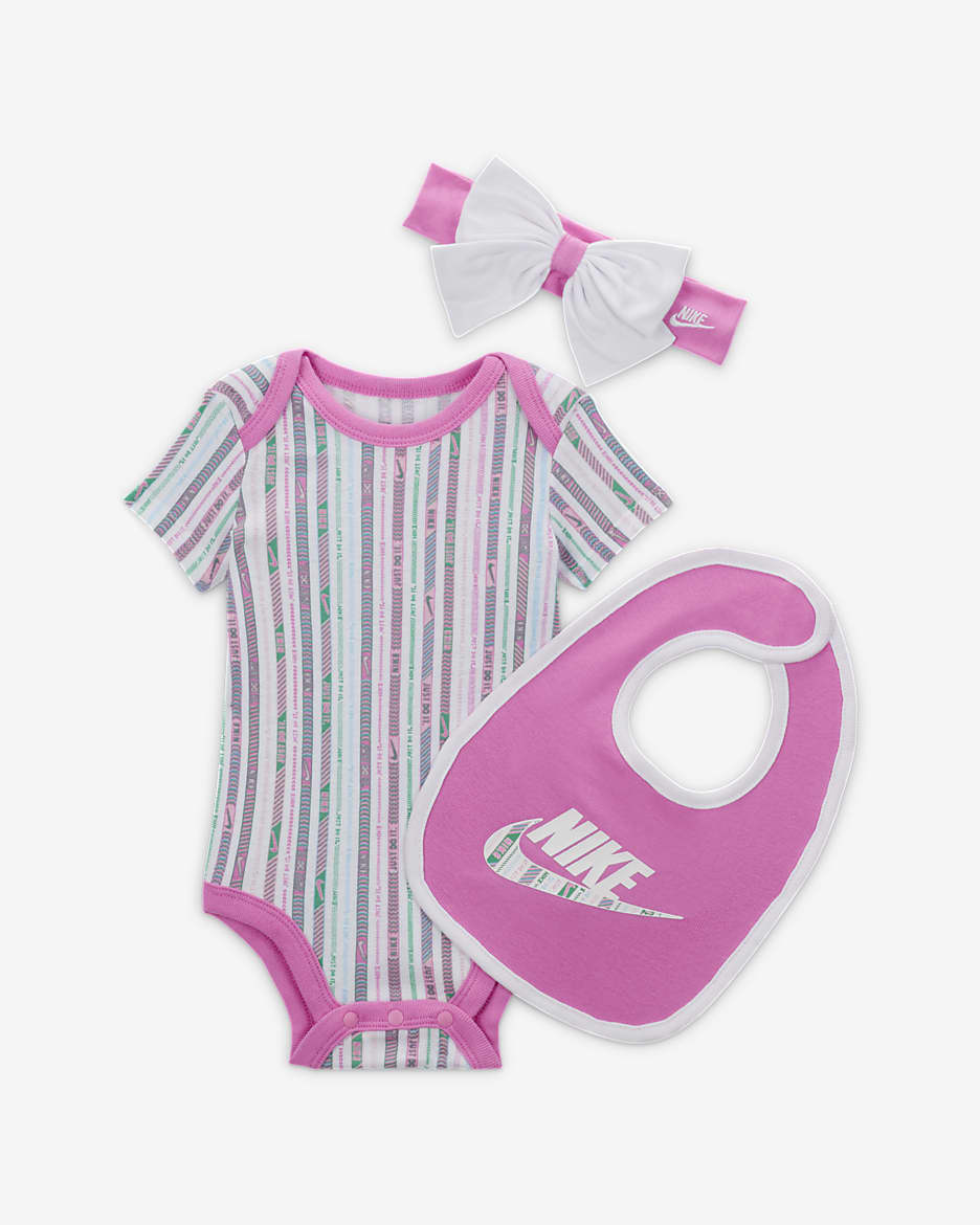 Nike Happy Camper Baby (0-9M) 3-Piece Bodysuit Box Set - White