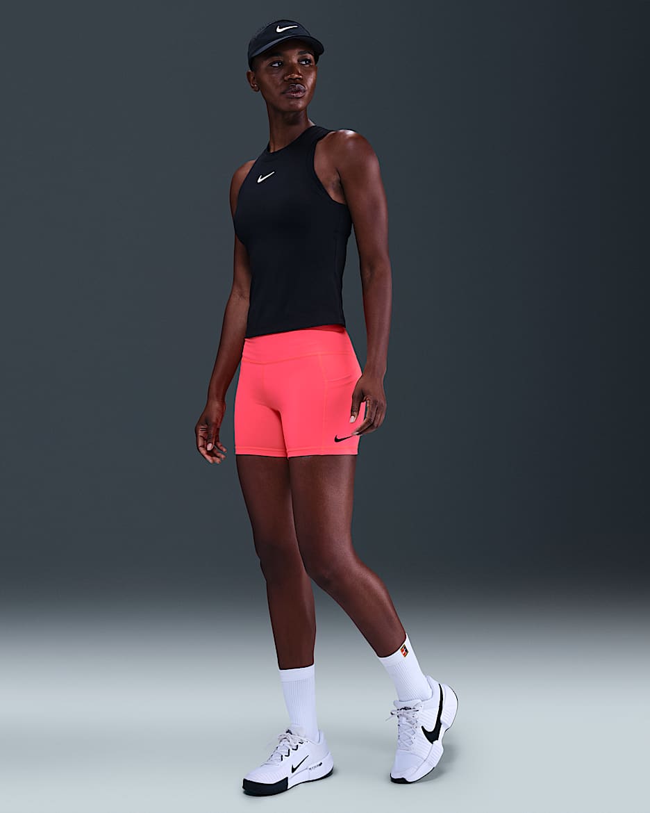 NikeCourt Women's Dri-FIT Tennis Shorts with Pockets - Hot Punch/Black