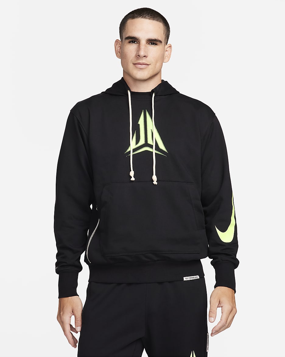 Ja Standard Issue Men's Dri-FIT Pullover Basketball Hoodie - Black/Lime Blast