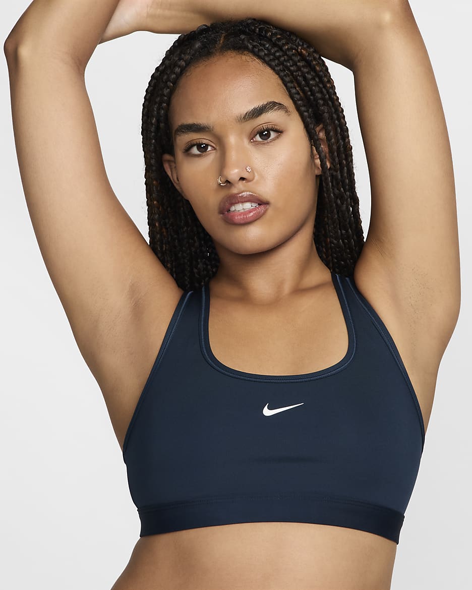 Nike Swoosh Light Support Women's Non-Padded Sports Bra - Armory Navy/White