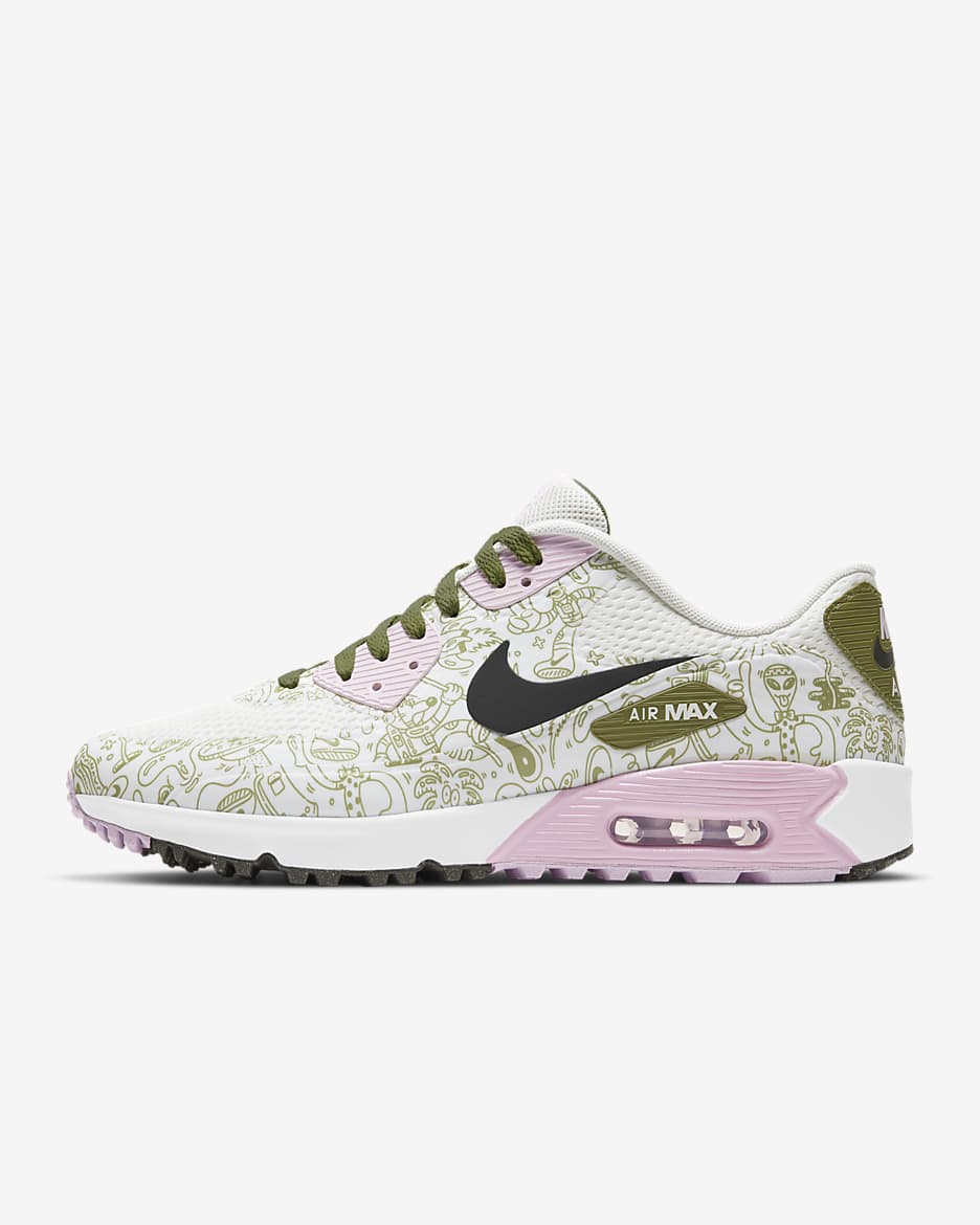 Nike Air Max 90 NRG Golf Shoes - Sail/Pink Foam/Asparagus/Newsprint