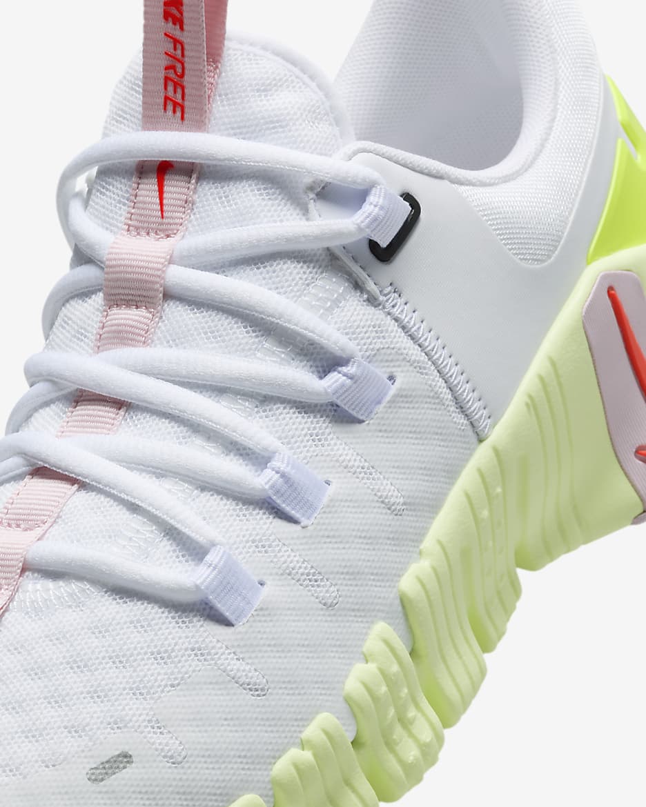 Nike Free Metcon 5 Women's Workout Shoes - White/Barely Volt/Pink Foam/Bright Crimson