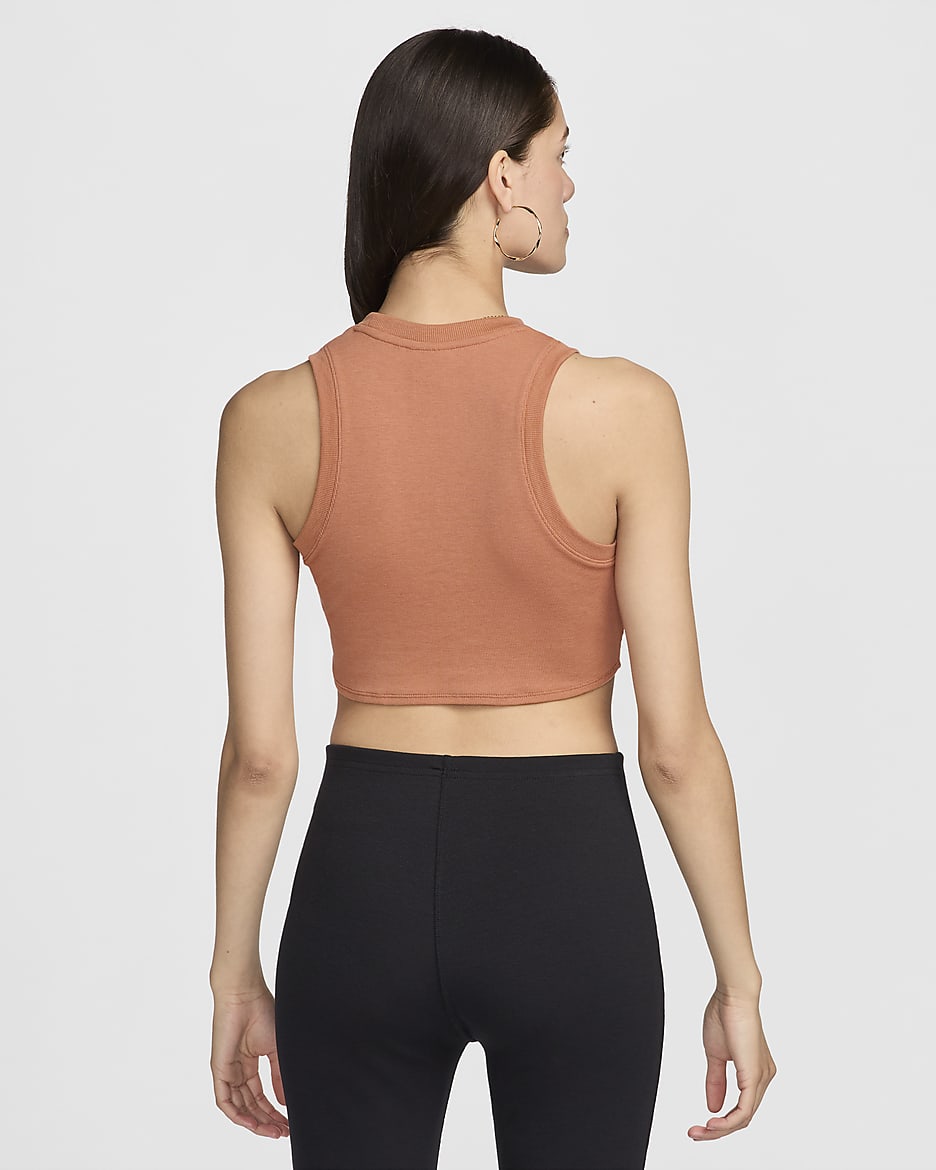 Nike Sportswear Chill Knit Women's Tight Cropped Mini-Rib Tank Top - Terra Blush/Sail