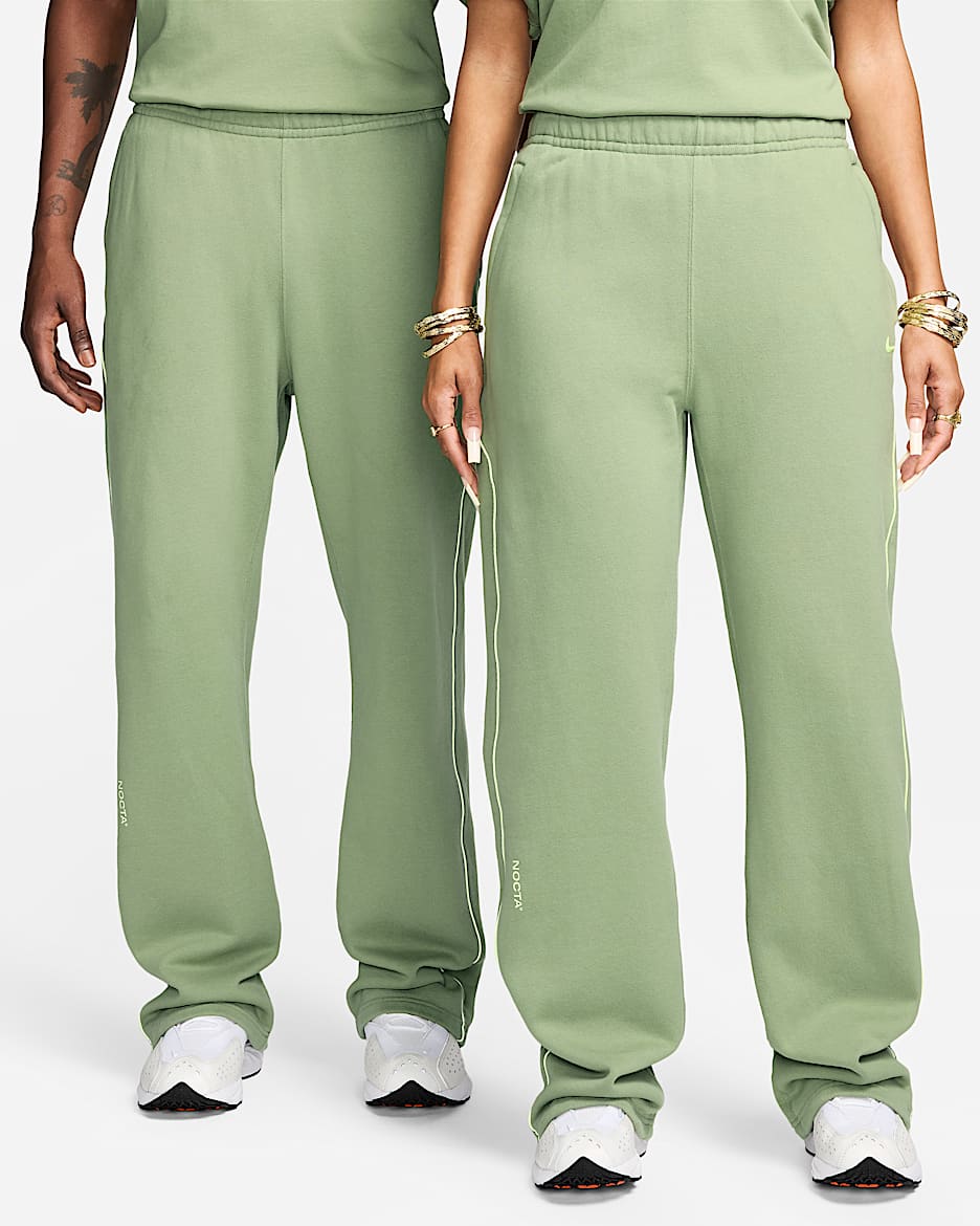 NOCTA NOCTA Fleece CS joggingbroek met open zoom - Oil Green/Light Liquid Lime