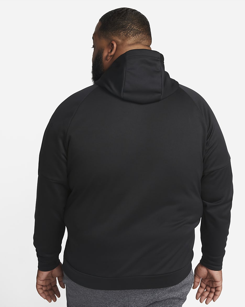 Nike Therma-FIT Men's Pullover Fitness Hoodie - Black/Black/Charcoal Heather/White