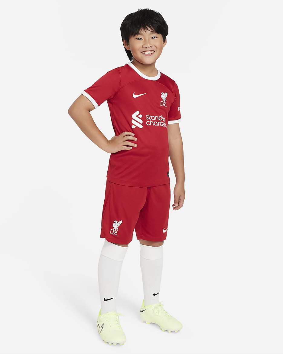 Liverpool FC 2023/24 Stadium Home Big Kids' Nike Dri-FIT Soccer Shorts - Gym Red/White