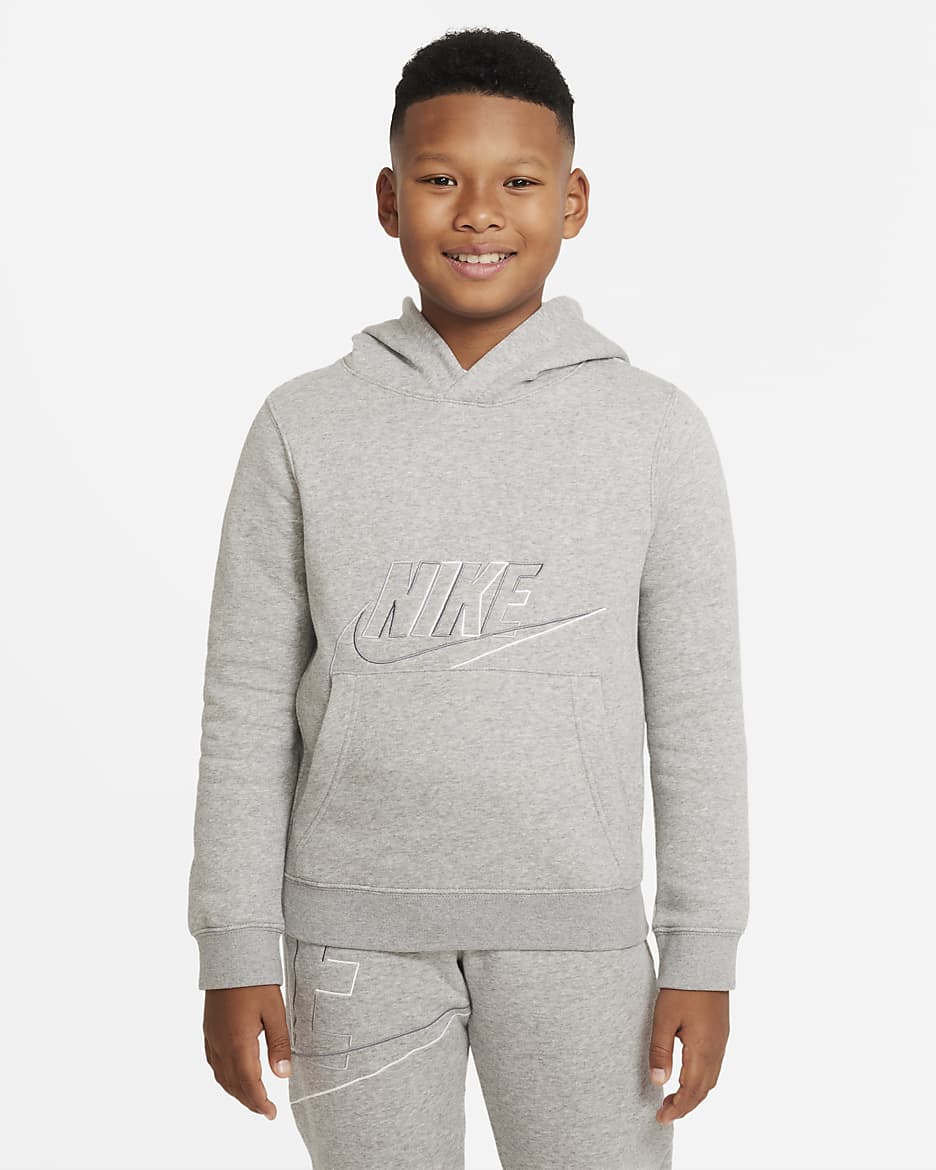 Nike Sportswear Big Kids' (Boys') Pullover Hoodie - Dark Grey Heather