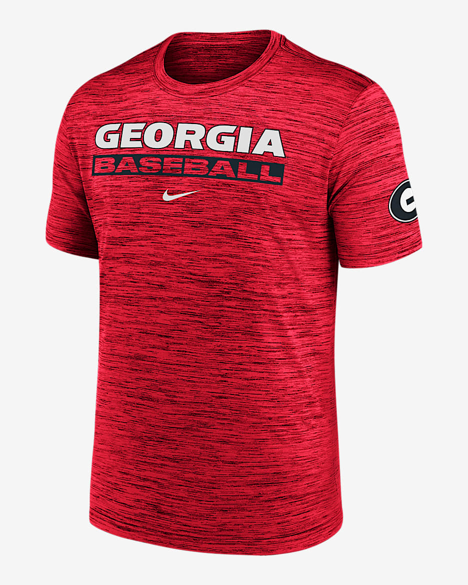 Georgia Bulldogs Velocity Baseball Wordmark Stack Men's Nike Dri-FIT College T-Shirt - Red