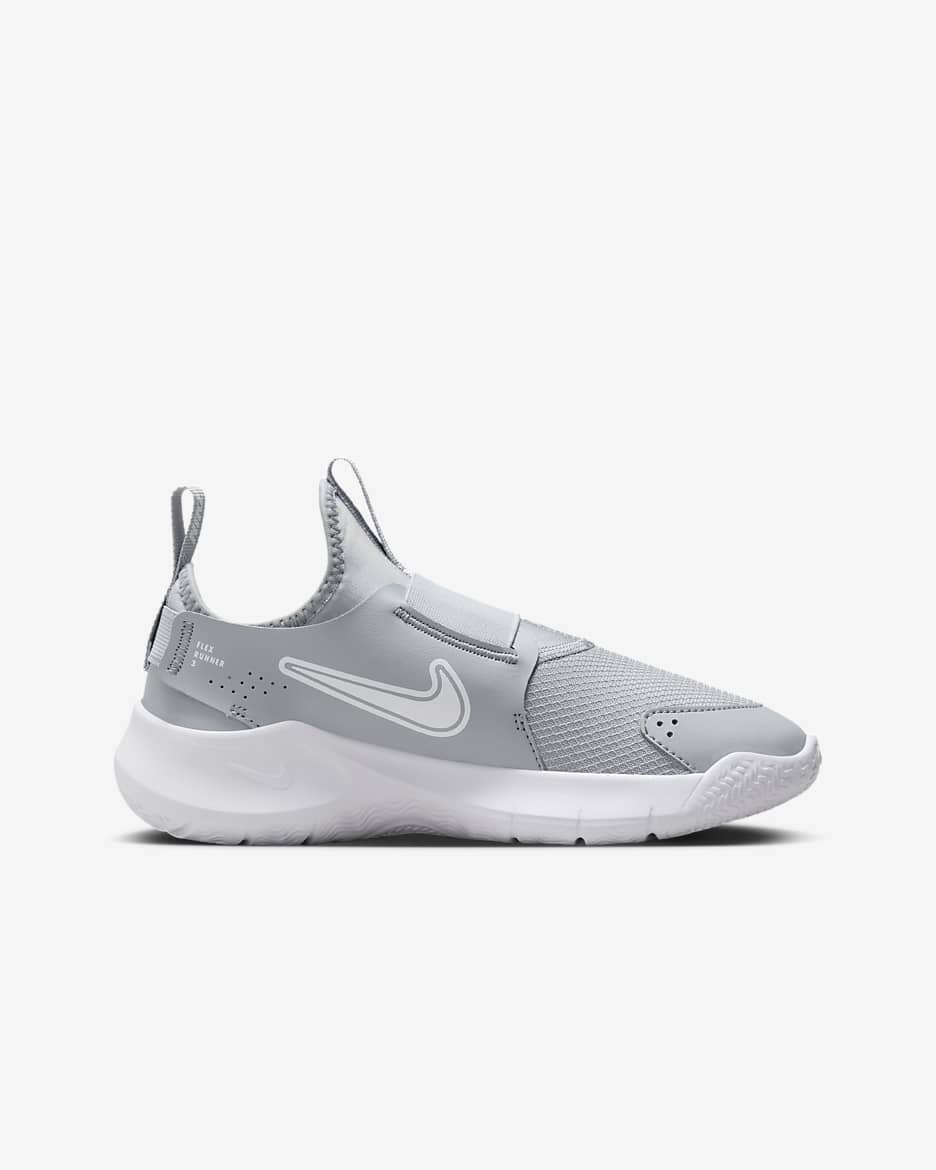 Nike Flex Runner 3 Straßenlaufschuh für ältere Kinder - Wolf Grey/Weiß