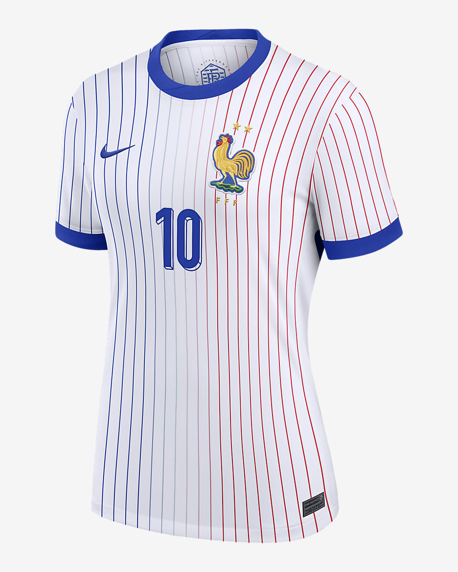 Jersey de fútbol Nike Dri-FIT de la selección nacional de Francia visitante 2024 Stadium Kylian Mbappé para mujer - Blanco