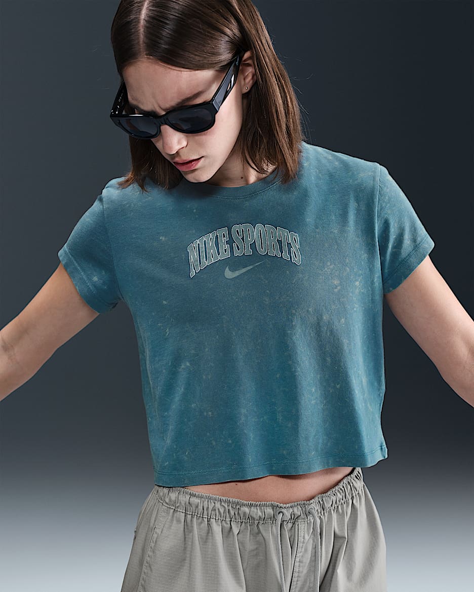 Playera de manga corta para mujer Nike Sportswear - Azul humeante