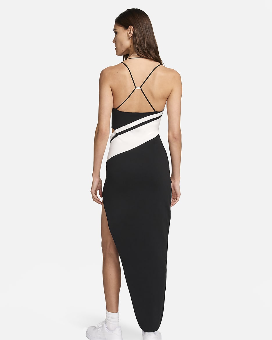 Nike Sportswear Women's Asymmetrical Knit Dress - Black/White/Black/Black