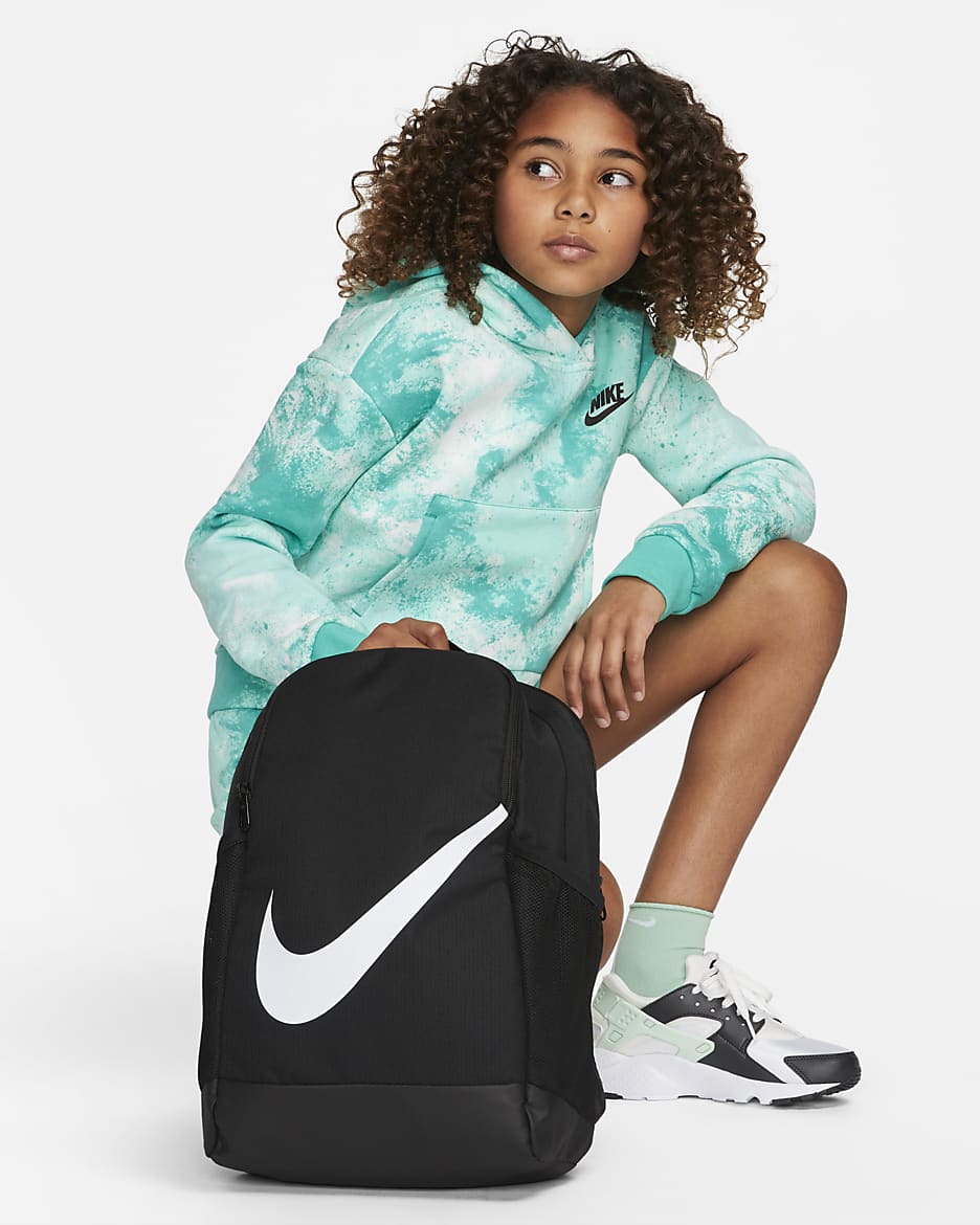 Nike Brasilia Kinder-Rucksack (18 l) - Schwarz/Schwarz/Weiß