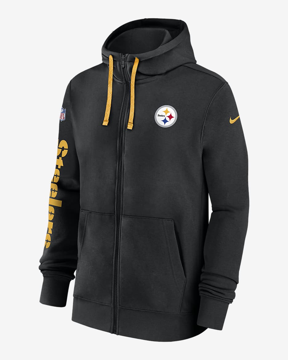 Pittsburgh Steelers Sideline Team Issue Club Men's Nike Full Zip Hoodie - Black