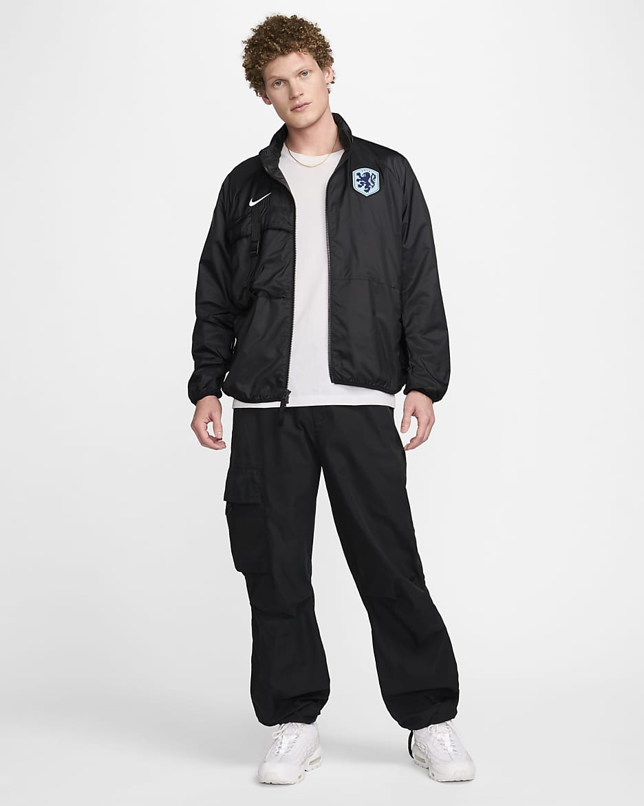 Netherlands Men's Nike Football Halo Jacket - Black/White