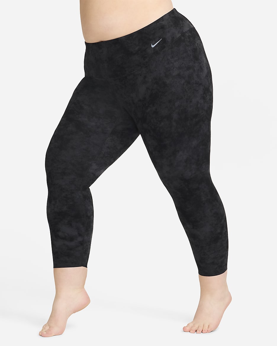 Nike Zenvy Tie-Dye Leggings de 7/8 de talle alto y sujeción ligera - Mujer (Talla grande) - Negro/Negro