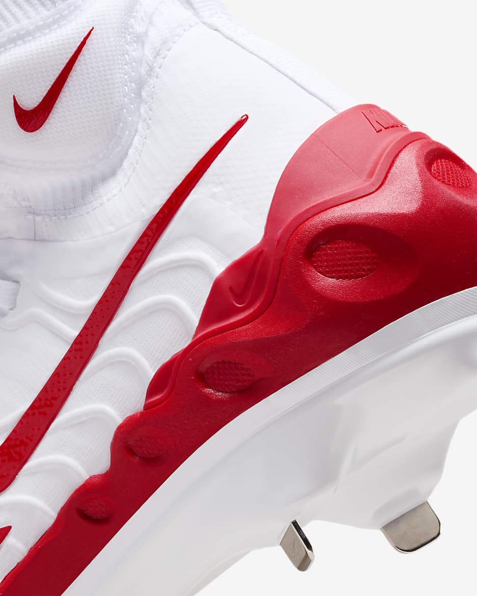 Tacos de béisbol para hombre Nike Alpha Huarache NXT - Blanco/Platino puro/Rojo universitario