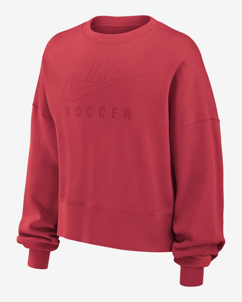 Nike Phoenix Fleece Women's Soccer Crew-Neck Sweatshirt - Ember Glow