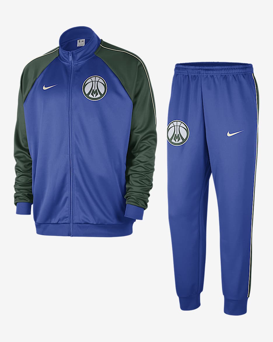 Survêtement Nike NBA Milwaukee Bucks Club Courtside City Edition pour homme - Game Royal/Fir/Flat Opal/Flat Opal