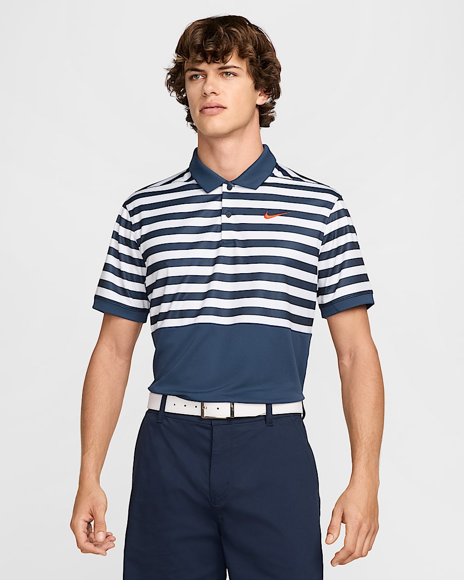 Nike Victory+ Dri-FIT Erkek Golf Polo Üstü - Obsidian/Team Orange
